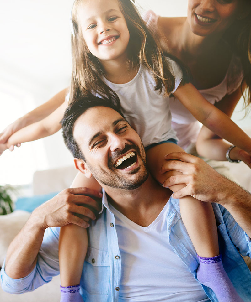 Happy family having fun times at home